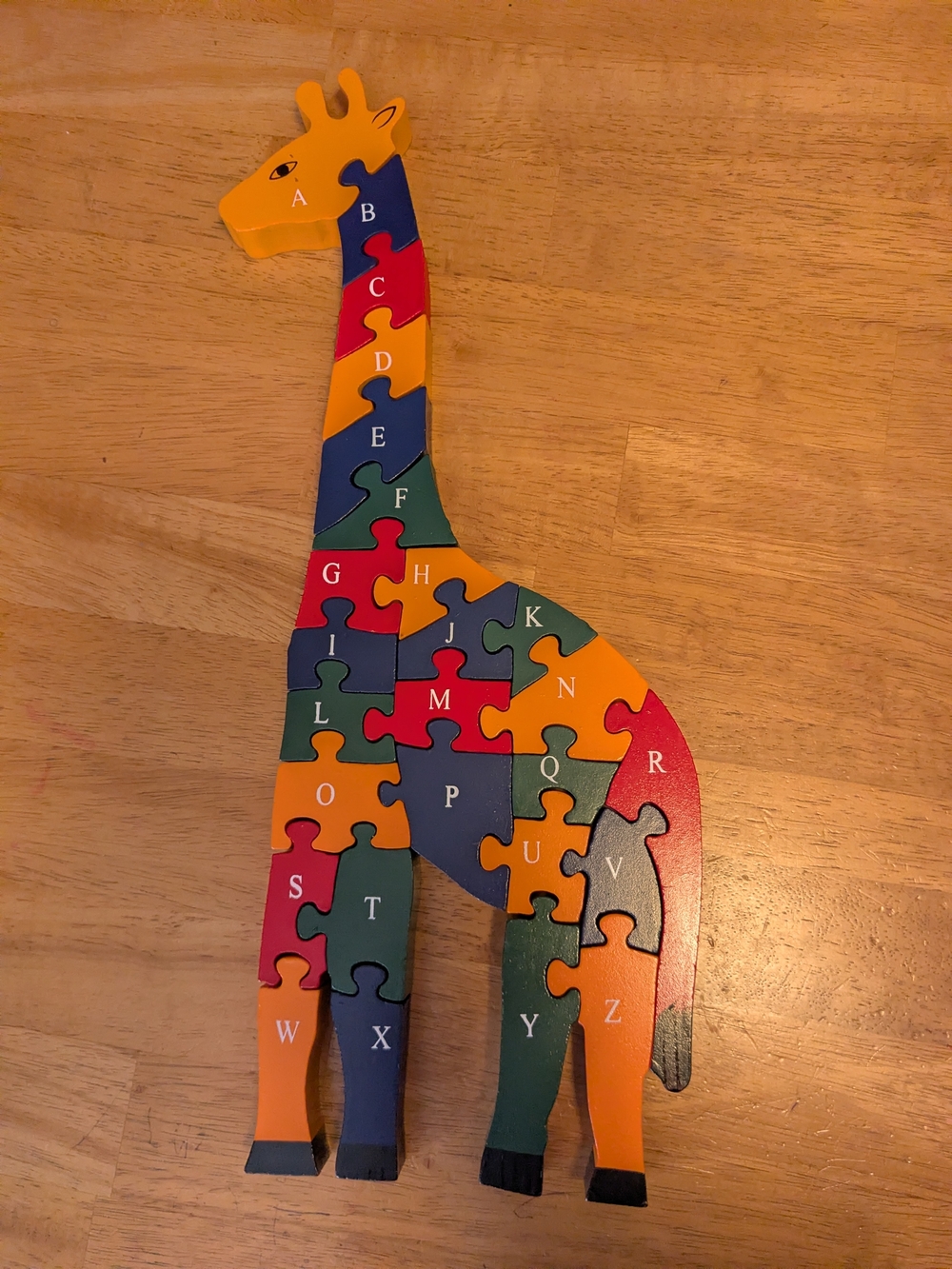 Alphabet Giraffe Wooden Puzzle Toy - Multicolor